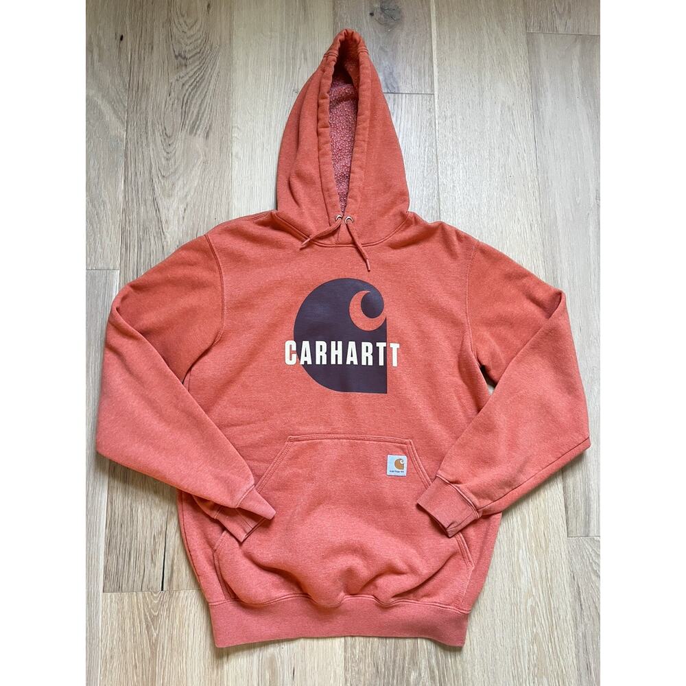 Carhartt Loose Fit Midweight Graphic Logo Sweatshirt Work Hoodie Size S